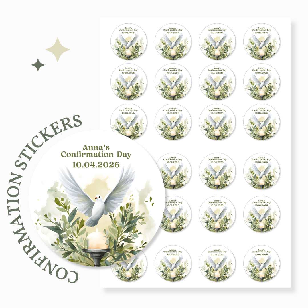Personalised Confirmation Stickers - Dove & Chalice - Stickers - Printarelle