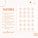 Personalised Confirmation Stickers - Floral - Stickers - Printarelle