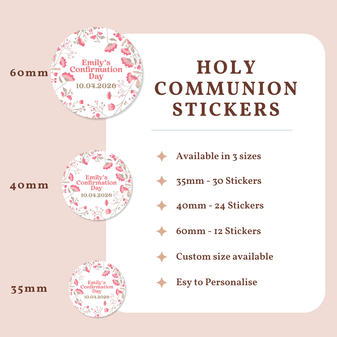 Personalised Confirmation Stickers - Floral - Stickers - Printarelle