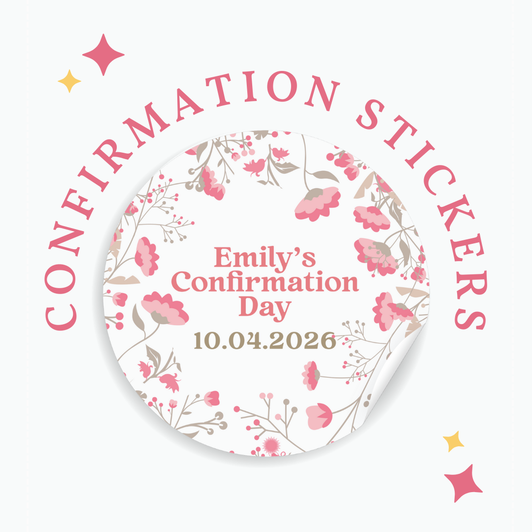 Personalised Confirmation Stickers - Floral - Stickers - Printarelle