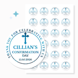 Personalised Confirmation Stickers for Boys | Thank You Favours - Stickers - Printarelle