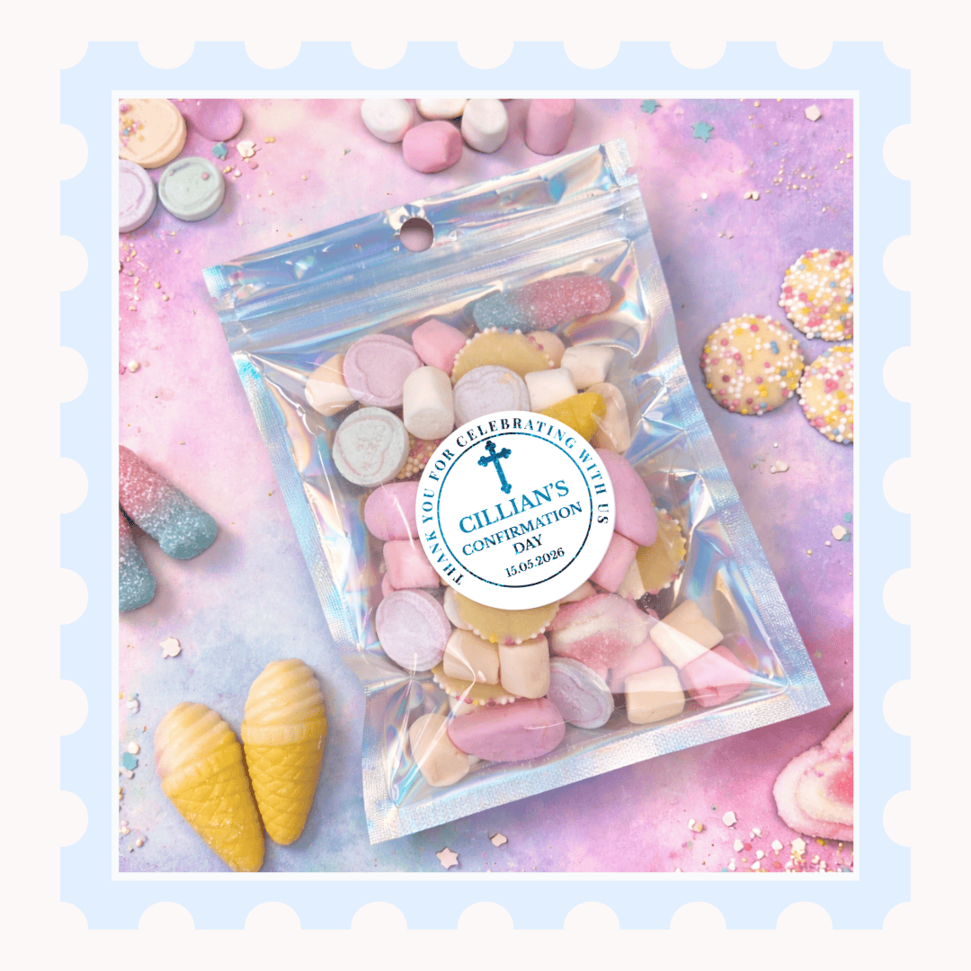 Personalised Confirmation Stickers for Boys | Thank You Favours - Stickers - Printarelle