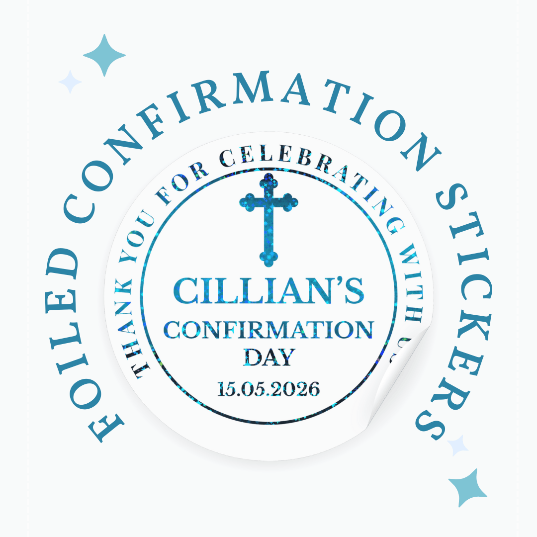 Personalised Confirmation Stickers for Boys | Thank You Favours - Stickers - Printarelle