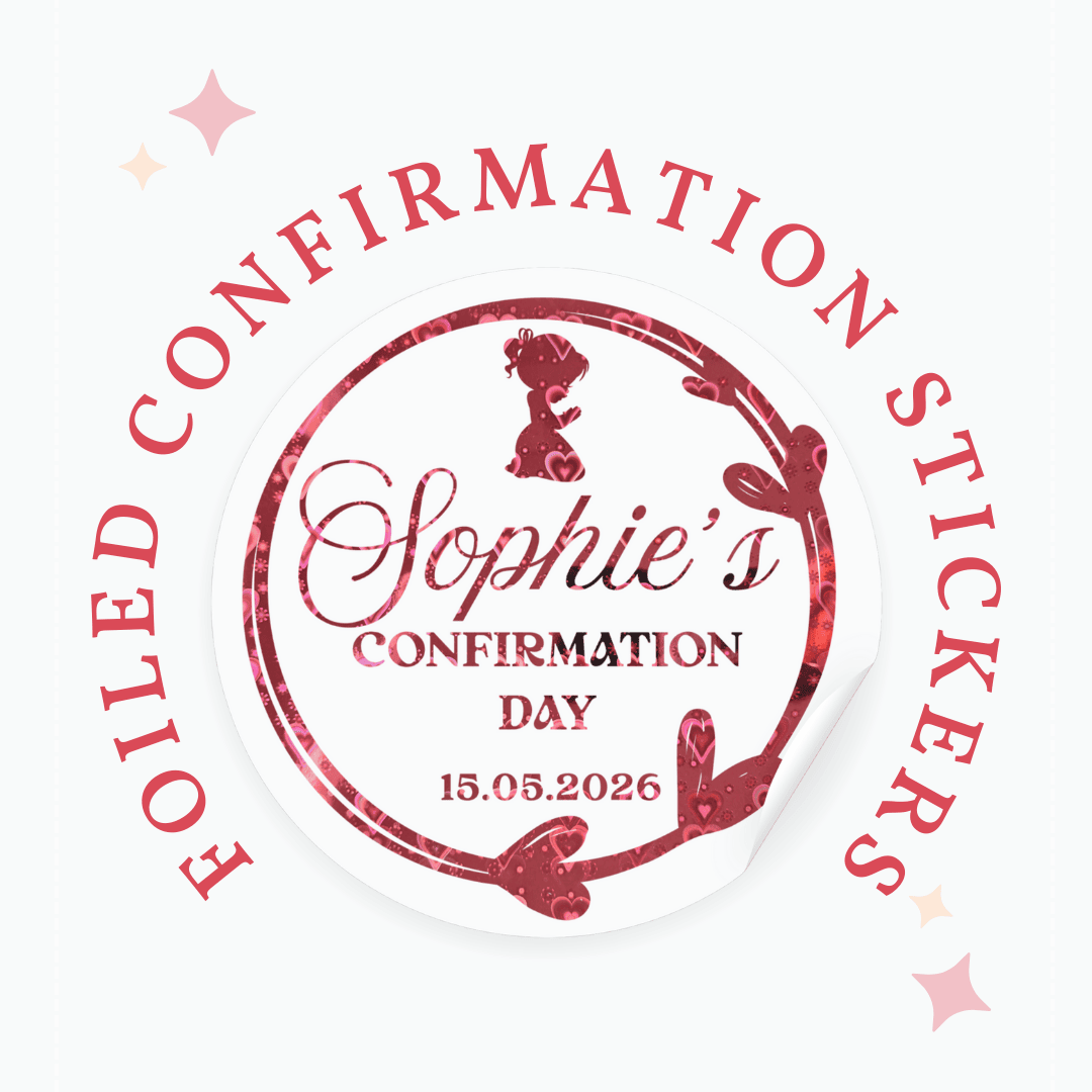 Personalised Confirmation Stickers for Girls | Party Keepsakes - Stickers - Printarelle