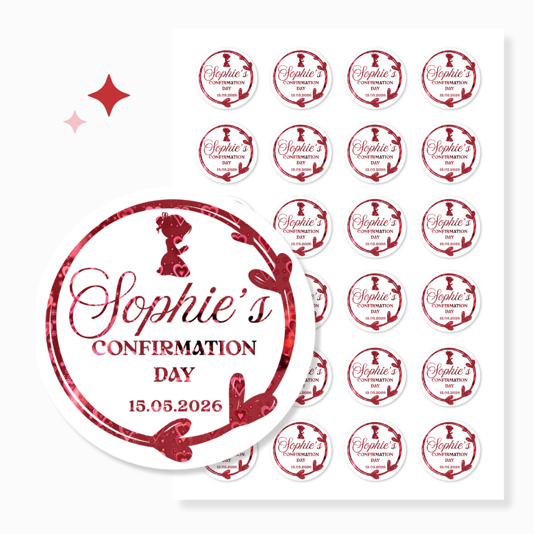 Personalised Confirmation Stickers for Girls | Party Keepsakes - Stickers - Printarelle