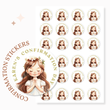 Personalised Confirmation Stickers - Girl Floral Crown (Alternative) - Stickers - Printarelle