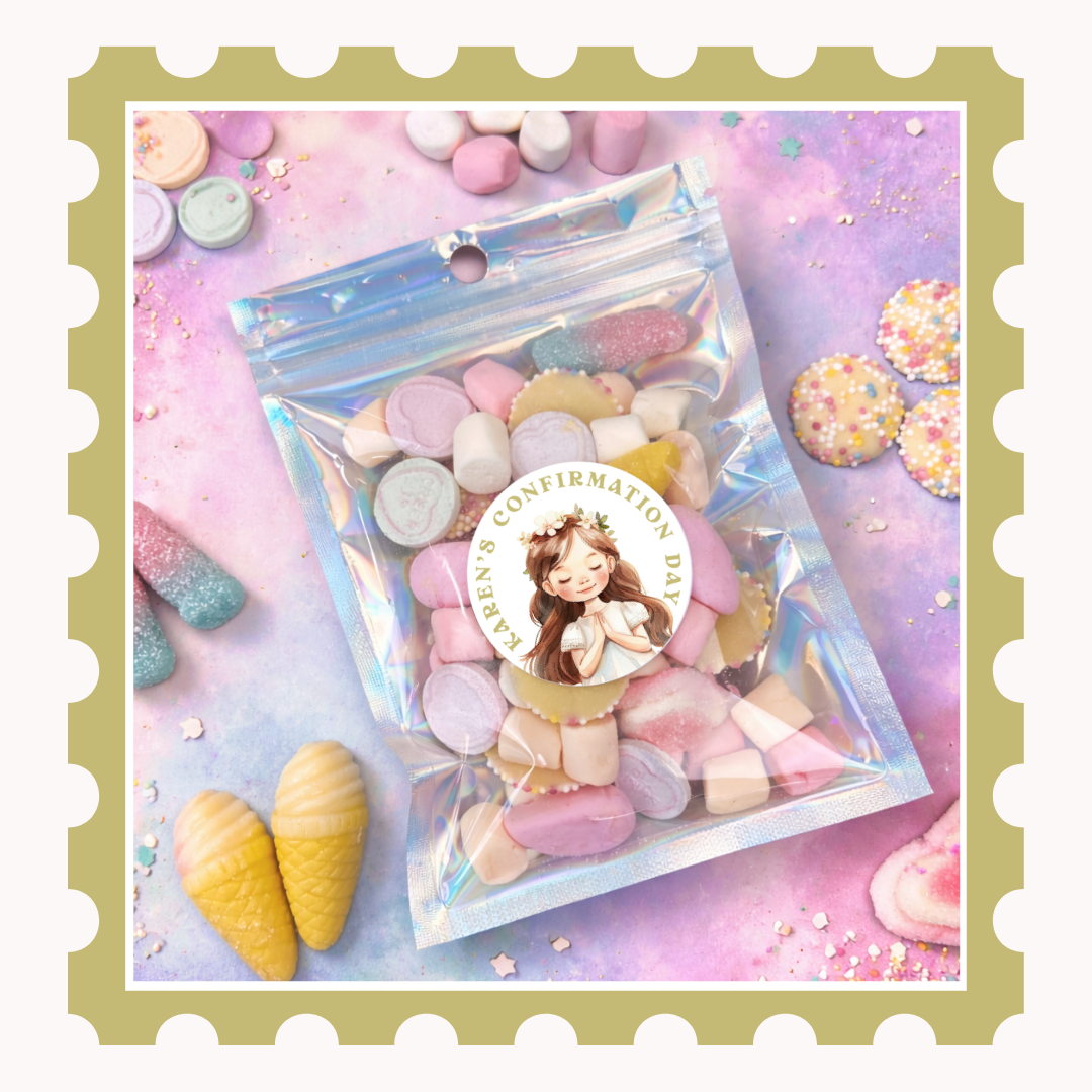 Personalised Confirmation Stickers - Girl Floral Crown (Alternative) - Stickers - Printarelle