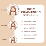 Personalised Confirmation Stickers - Girl with Floral Crown - Stickers - Printarelle