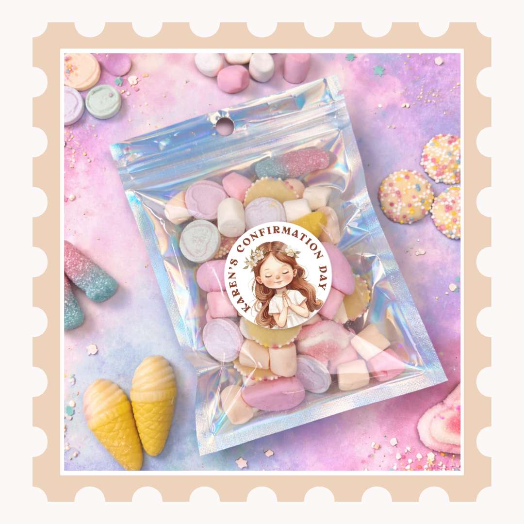 Personalised Confirmation Stickers - Girl with Floral Crown - Stickers - Printarelle