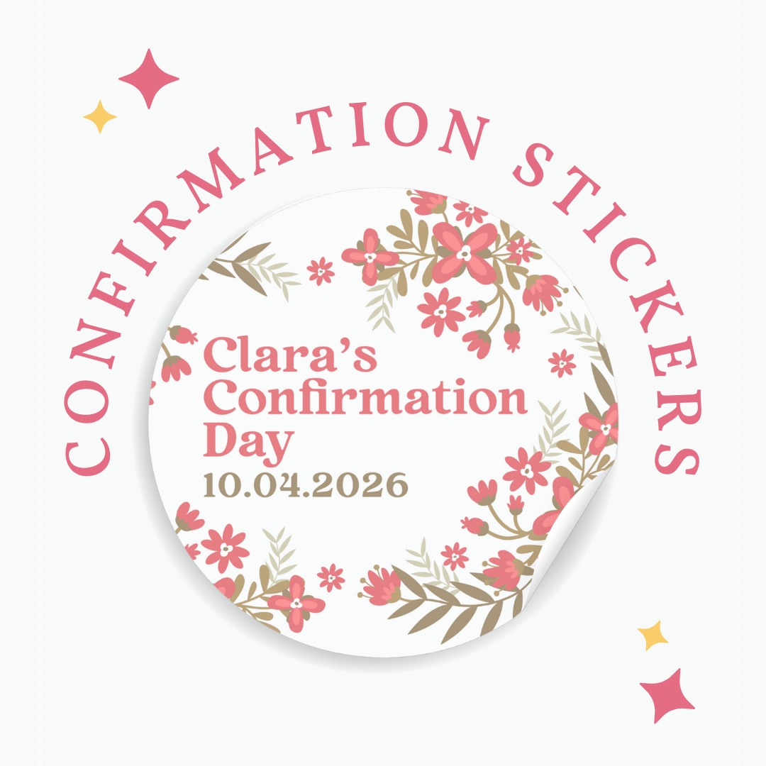 Personalised Confirmation Stickers - Pink Floral - Stickers - Printarelle