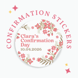 Personalised Confirmation Stickers - Pink Floral - Stickers - Printarelle