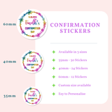 Personalised Confirmation Stickers | Rainbow Floral Design - Stickers - Printarelle