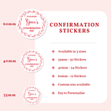 Personalised Confirmation Stickers | Red Floral Wreath Design - Stickers - Printarelle