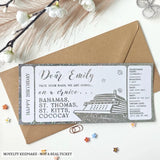 Personalised Cruise Ticket Gift | Travel Destination Surprise - personalised cruise, silver holographic, personalised
