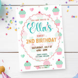 Personalised Cupcake Birthday Party Invitation - cupcake birthday, cupcake birthday party, birthday party invitation,