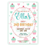 Personalised Cupcake Birthday Party Invitation - cupcake birthday, cupcake birthday party, birthday party invitation,