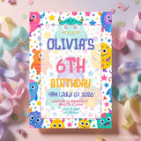 Personalised Cute Monster Birthday Party Invitation – Kawaii Pastel Creatures & Confetti - monster birthday, birthday