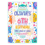 Personalised Cute Monster Birthday Party Invitation – Kawaii Pastel Creatures & Confetti - monster birthday, birthday