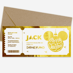 Christmas Surprise Foil Ticket | Personalised Disney Reveal
