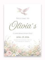 Personalised Dove Confirmation Welcome Sign - Party Decor - Printarelle
