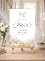 Personalised Dove & Wildflowers First Holy Communion Welcome Sign