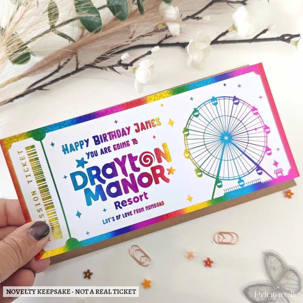 Personalised Drayton Manor Resort Birthday Ticket | Kids Surprise Gift - drayton manor resort, drayton manor, manor