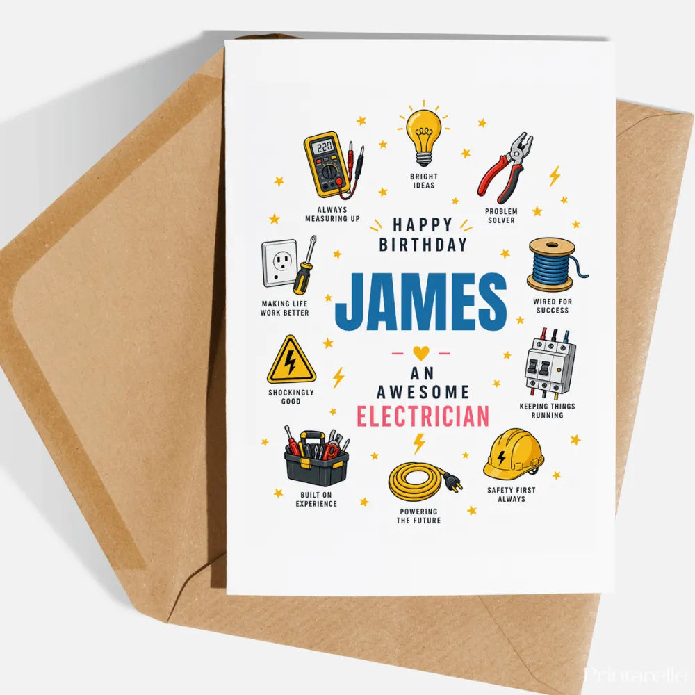 Personalised Electrician Birthday Card - birthday card, personalised electrician birthday, electrician birthday card,