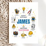 Personalised Electrician Birthday Card - birthday card, personalised electrician birthday, electrician birthday card,