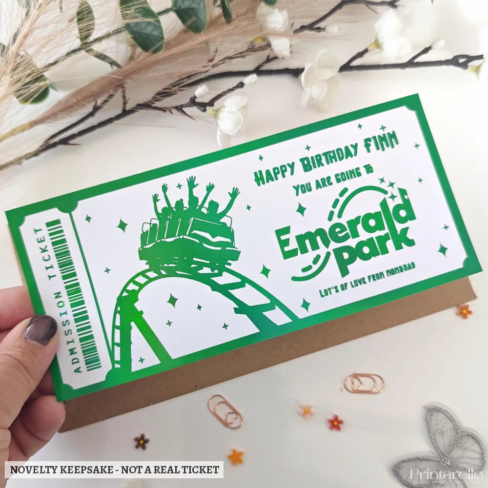 Personalised Emerald Park Birthday Ticket | Kids Surprise Gift Ireland - emerald park, personalised emerald park,