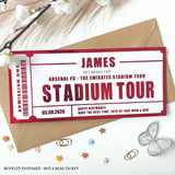 Personalised Emirates Stadium Tour Ticket Gift | Arsenal FC Birthday Surprise - stadium tour, stadium tour ticket, tour