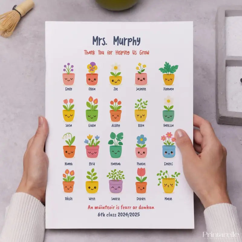 Personalised Thank You Teacher Print – Helping Us Grow Design - Prints