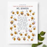 Personalised Bee-Themed Teacher Print – Thank You Gift from Class - Prints