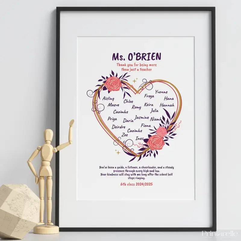 Personalised end of school thank you teacher print