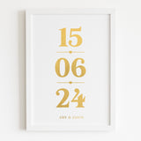 Personalised Wedding Date Print with Foil