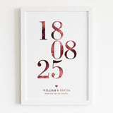 Personalised Wedding Date Print with Foil