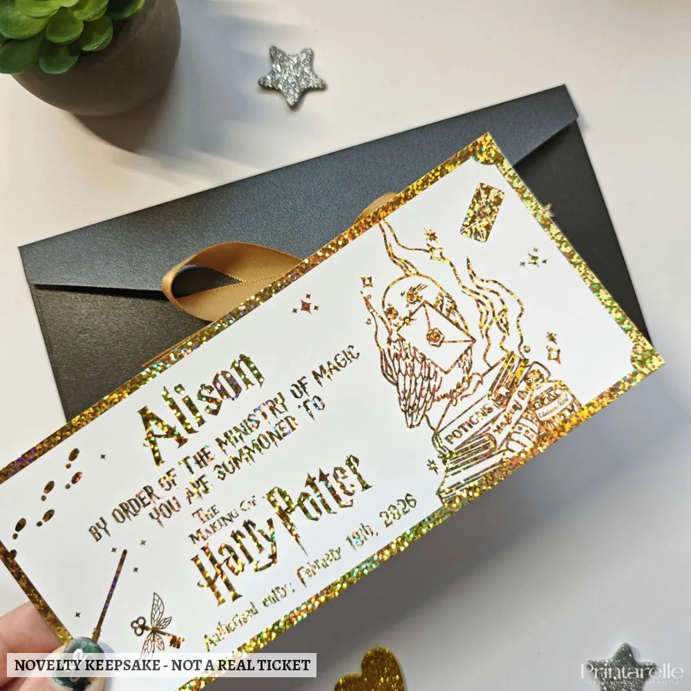 Personalised Foil Harry Potter Ticket | Hogwarts Acceptance Letter - harry potter, personalised foil harry, foil harry
