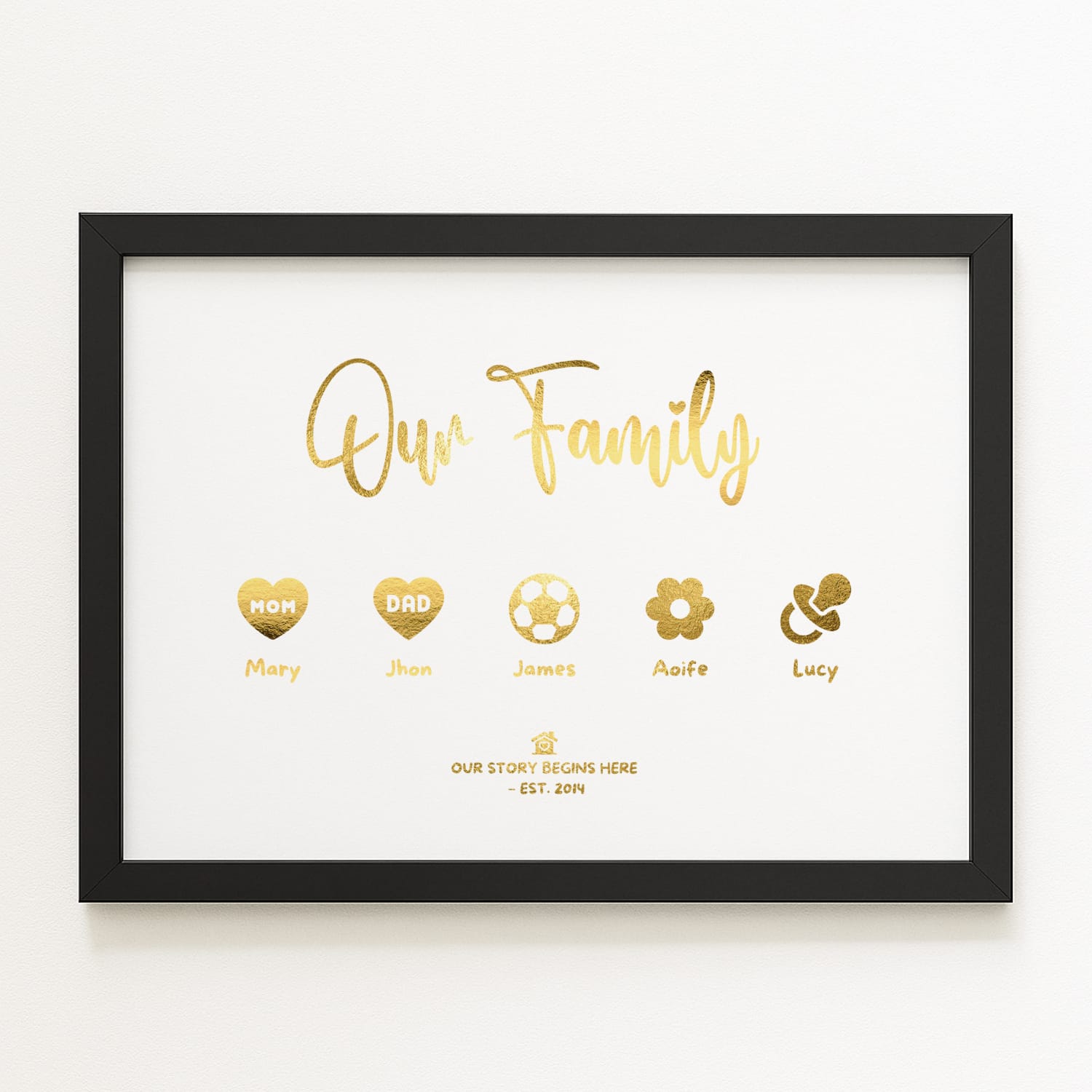 Personalised Family Icons Wall Art | Custom Name Print - Prints - Printarelle