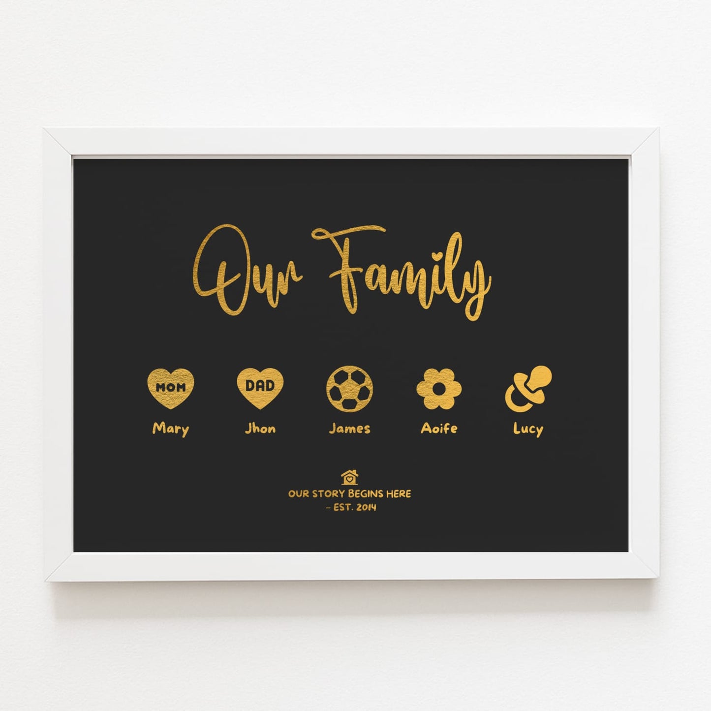 Personalised Family Icons Wall Art | Custom Name Print - Prints - Printarelle