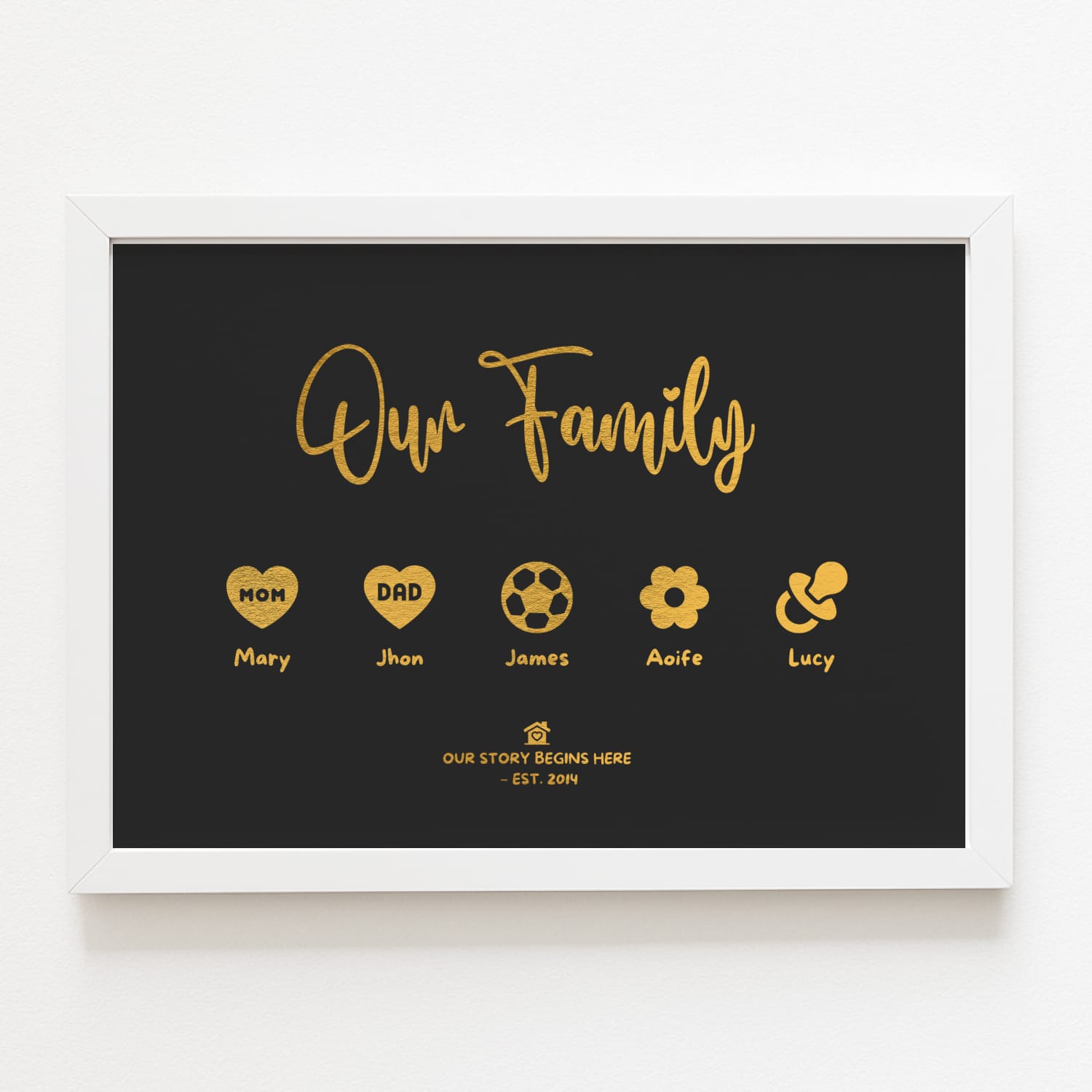 Personalised Family Icons Wall Art | Custom Name Print - Prints - Printarelle