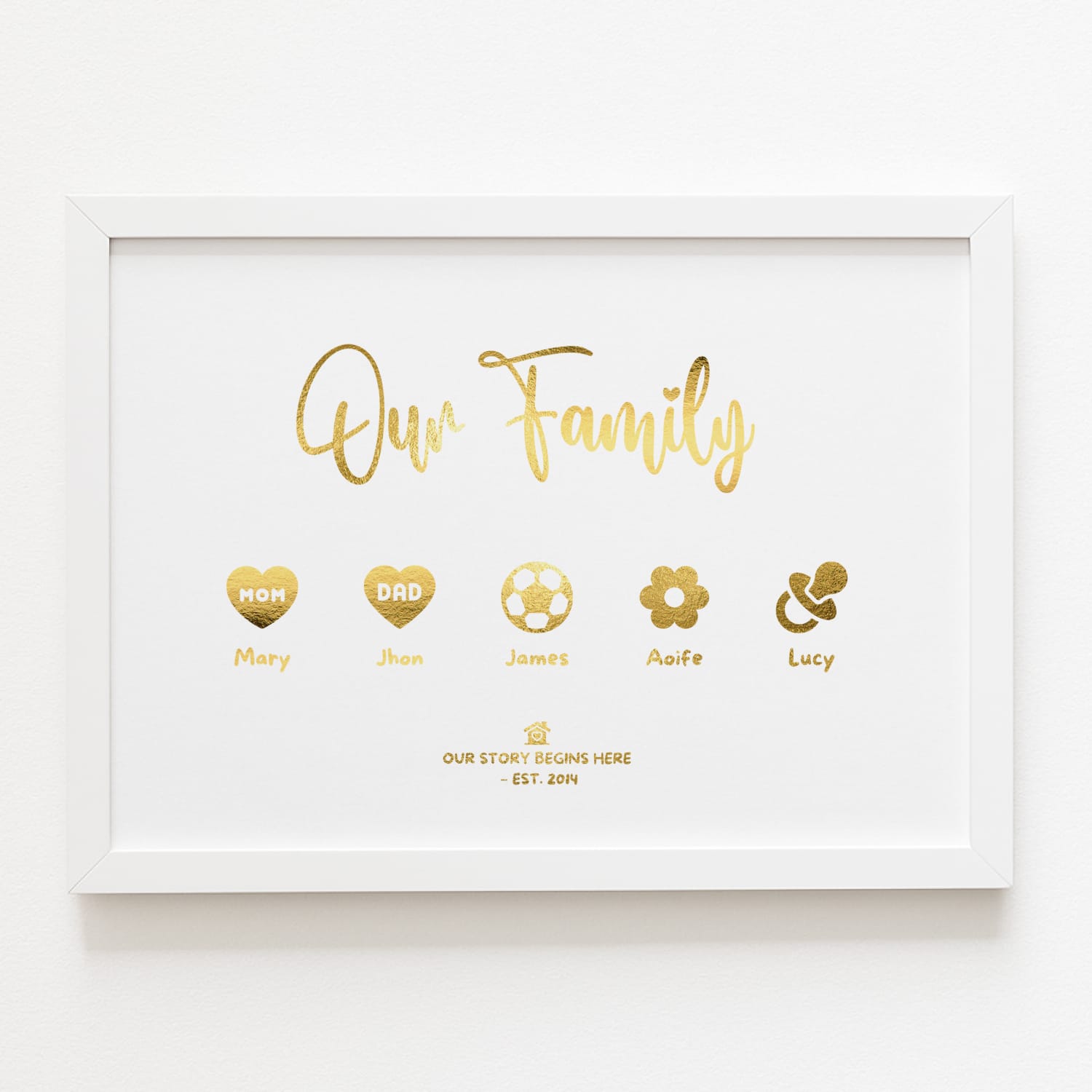 Personalised Family Icons Wall Art | Custom Name Print - Prints - Printarelle