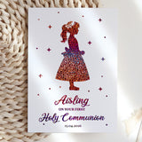 Personalised First Holy Communion Card - Girl Silhouette Foil - Greeting Card - Printarelle