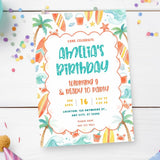 Personalised Flamingo Pool Party Birthday Invitation – Tropical Summer Swim Design - birthday invitation, pool party