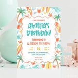 Personalised Flamingo Pool Party Birthday Invitation – Tropical Summer Swim Design - birthday invitation, pool party