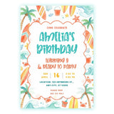 Personalised Flamingo Pool Party Birthday Invitation – Tropical Summer Swim Design - birthday invitation, pool party