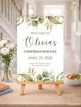Personalised Floral Confirmation Welcome Sign - Party Decor - Printarelle