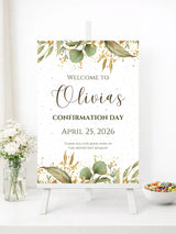 Personalised Floral Confirmation Welcome Sign - Party Decor - Printarelle