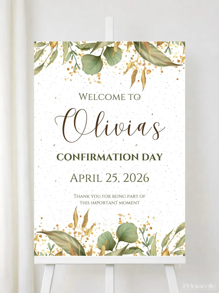 Personalised Floral Confirmation Welcome Sign - Party Decor - Printarelle