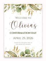 Personalised Floral Confirmation Welcome Sign - Party Decor - Printarelle