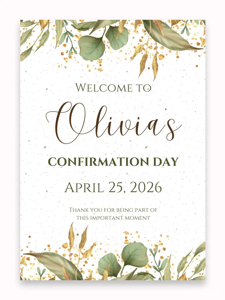 Personalised Floral Confirmation Welcome Sign - Party Decor - Printarelle