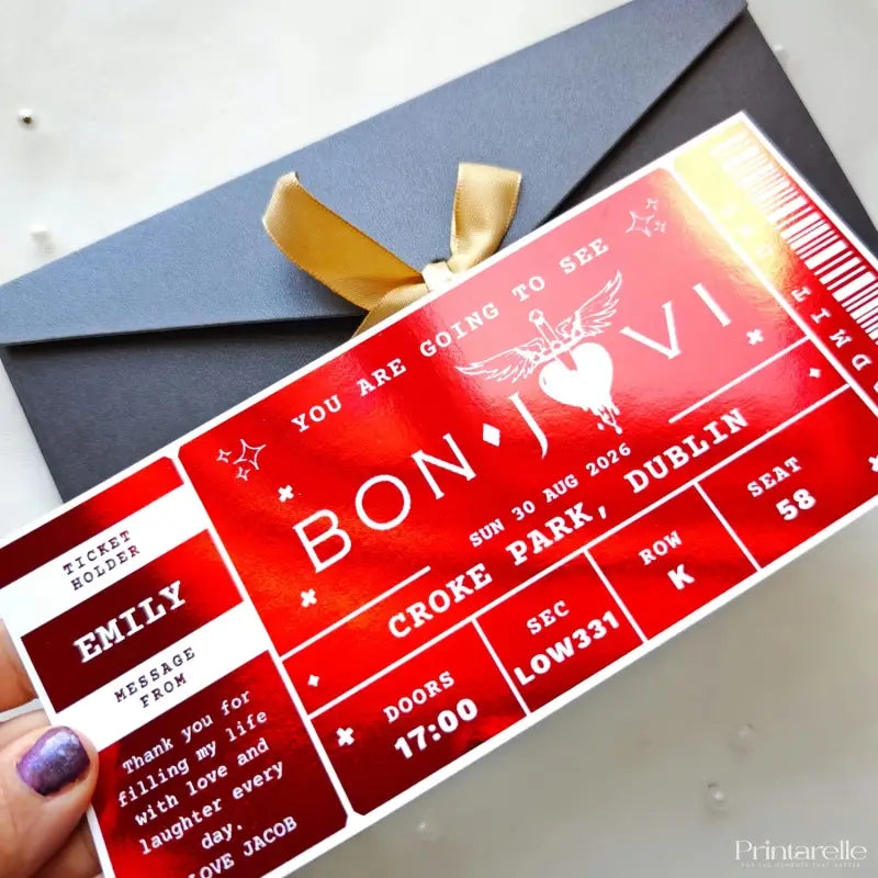 anniversary concert reveal foil ticket personalised surprise
